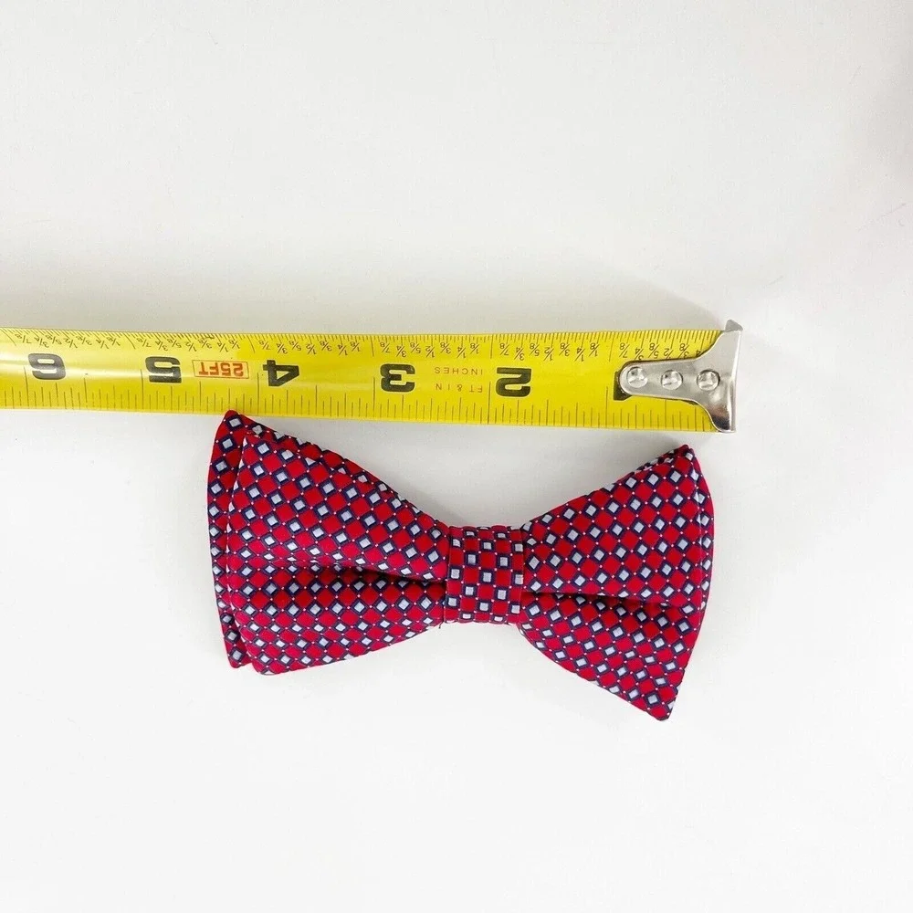 Boys 2 Piece Tie Set‎ Blue Striped Necktie Red Patterned Bow Formal Wear Clip